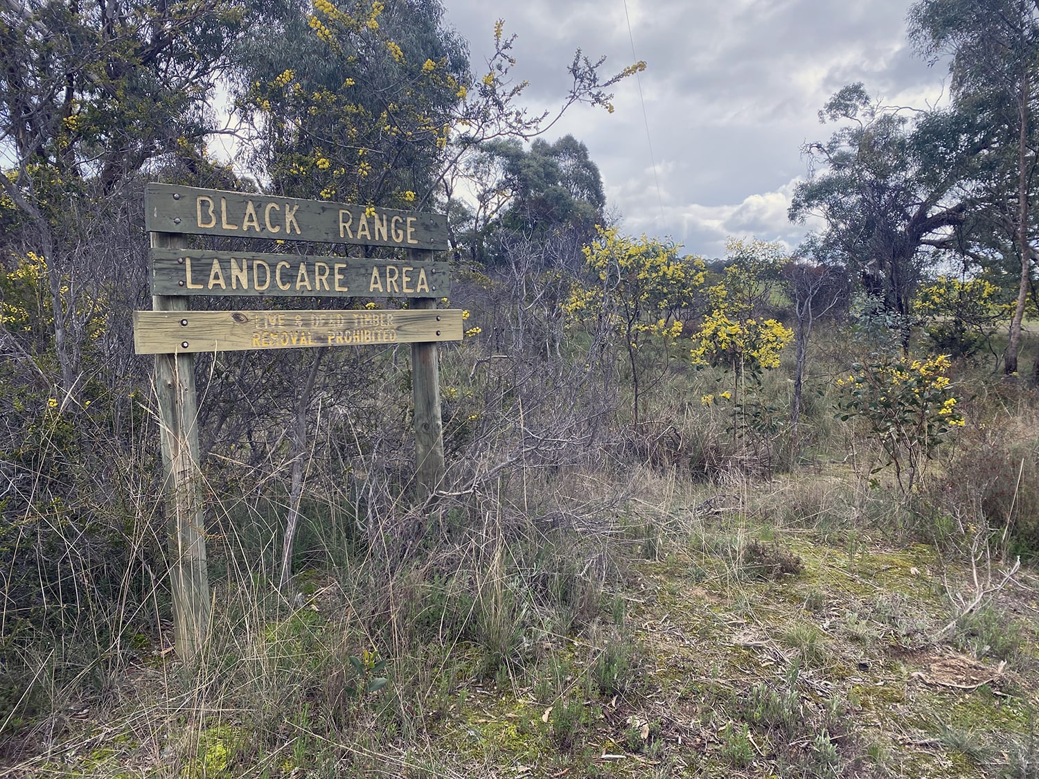 Black Range Landcare area sign